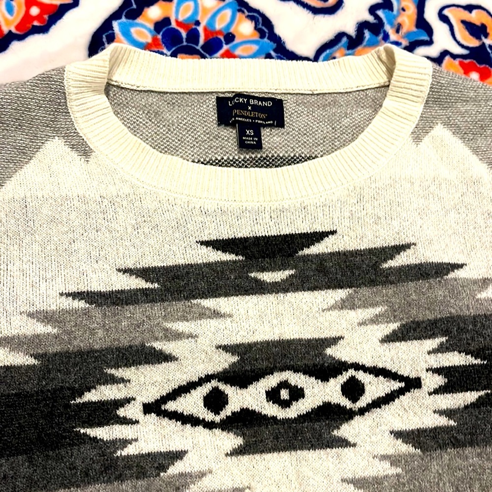 Lucky Brand Pendleton tribal Aztec print sweater xs